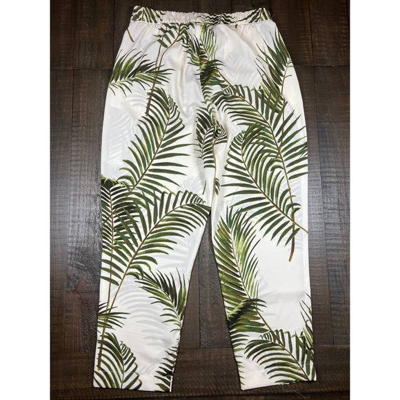 H&M Palm Leaf Print Pants Elastic Waist Casual or Dressy Lightweight Size 10 - Picture 6 of 6